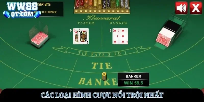 Các loại hình cược baccarat WW88 nổi trội nhất
