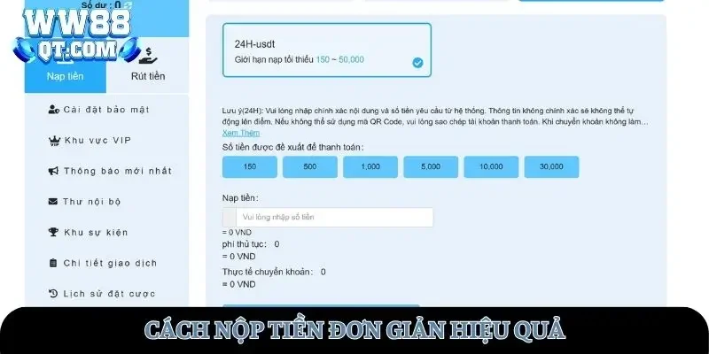 Hướng dẫn WW88 về gửi tiền